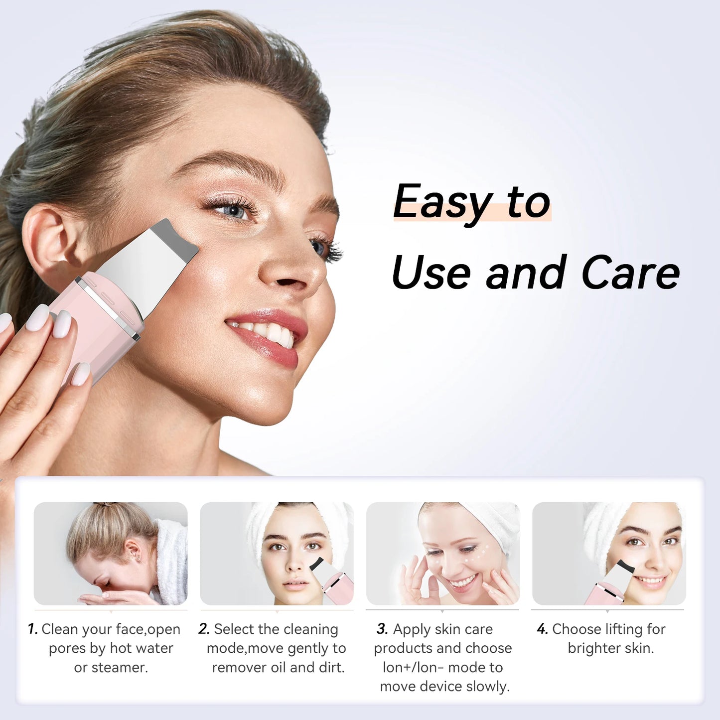 Ultrasonic Skin Scrubber Facial Pore Cleansing Spatula Microcurrent Facial Lifting Ultrasonic Peeling Beauty Skincare Tool