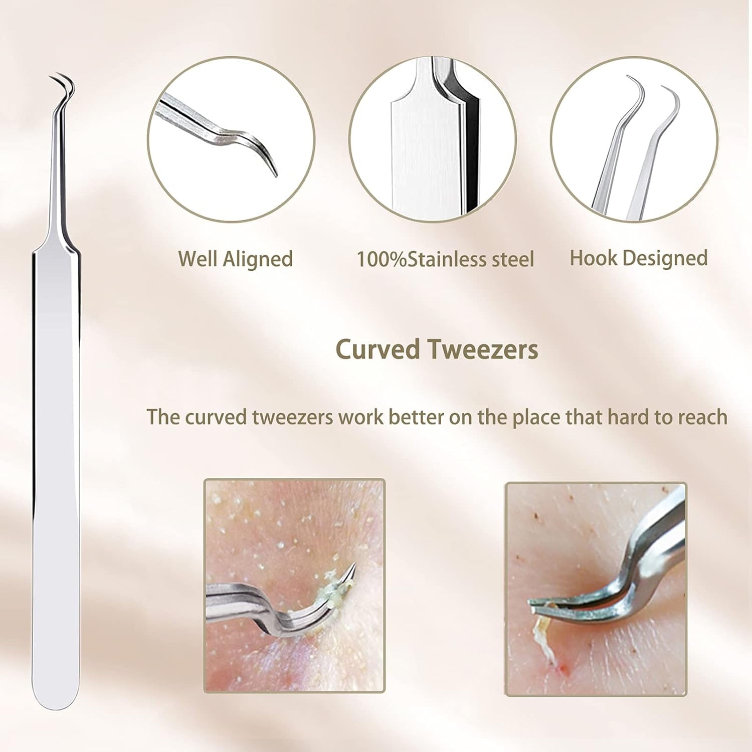 5 Piezas Herramientas Para Eliminar Espinillas, Extractor Punto Negro Comedones Blackhead Remover Kit, Kit Profesional Para Limpiador De Acne, Poros, Granos