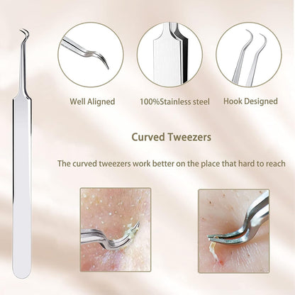 5 Piezas Herramientas Para Eliminar Espinillas, Extractor Punto Negro Comedones Blackhead Remover Kit, Kit Profesional Para Limpiador De Acne, Poros, Granos