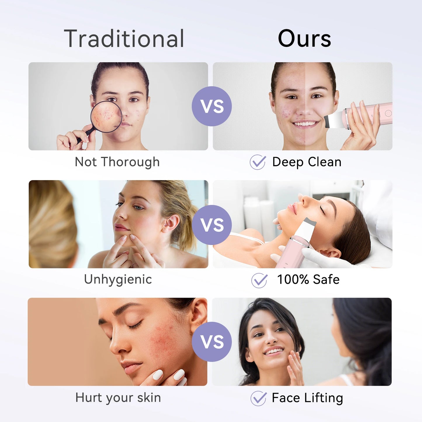 Ultrasonic Skin Scrubber Facial Pore Cleansing Spatula Microcurrent Facial Lifting Ultrasonic Peeling Beauty Skincare Tool