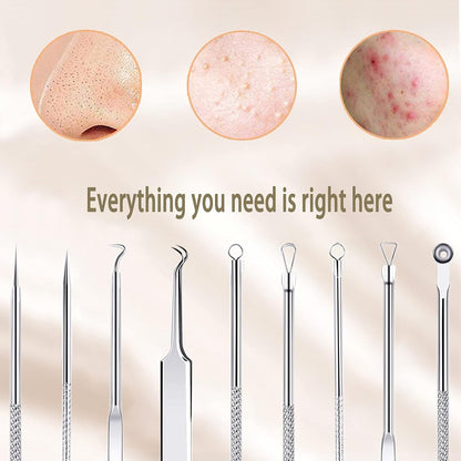 5 Piezas Herramientas Para Eliminar Espinillas, Extractor Punto Negro Comedones Blackhead Remover Kit, Kit Profesional Para Limpiador De Acne, Poros, Granos