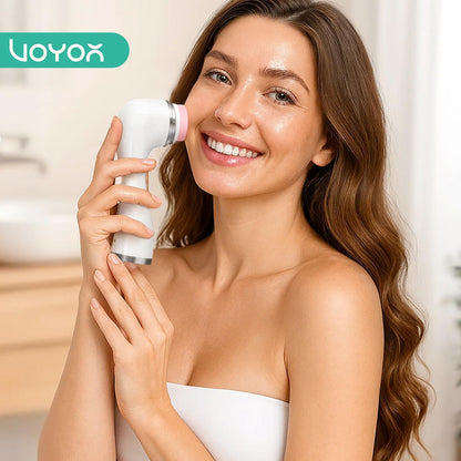 VOYOR Cepillo Limpiador Facial Para Limpieza Profunda Y Exfoliación Limpiador Facial Electrico Con Tres Cabezales De Recambio Diferentes Cepillo Facial Impermeable Tres Velocidades Ajustables FB101