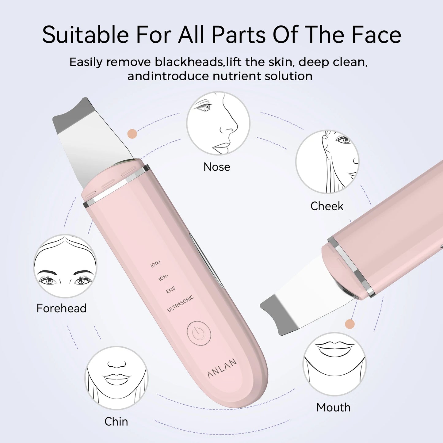 Ultrasonic Skin Scrubber Facial Pore Cleansing Spatula Microcurrent Facial Lifting Ultrasonic Peeling Beauty Skincare Tool