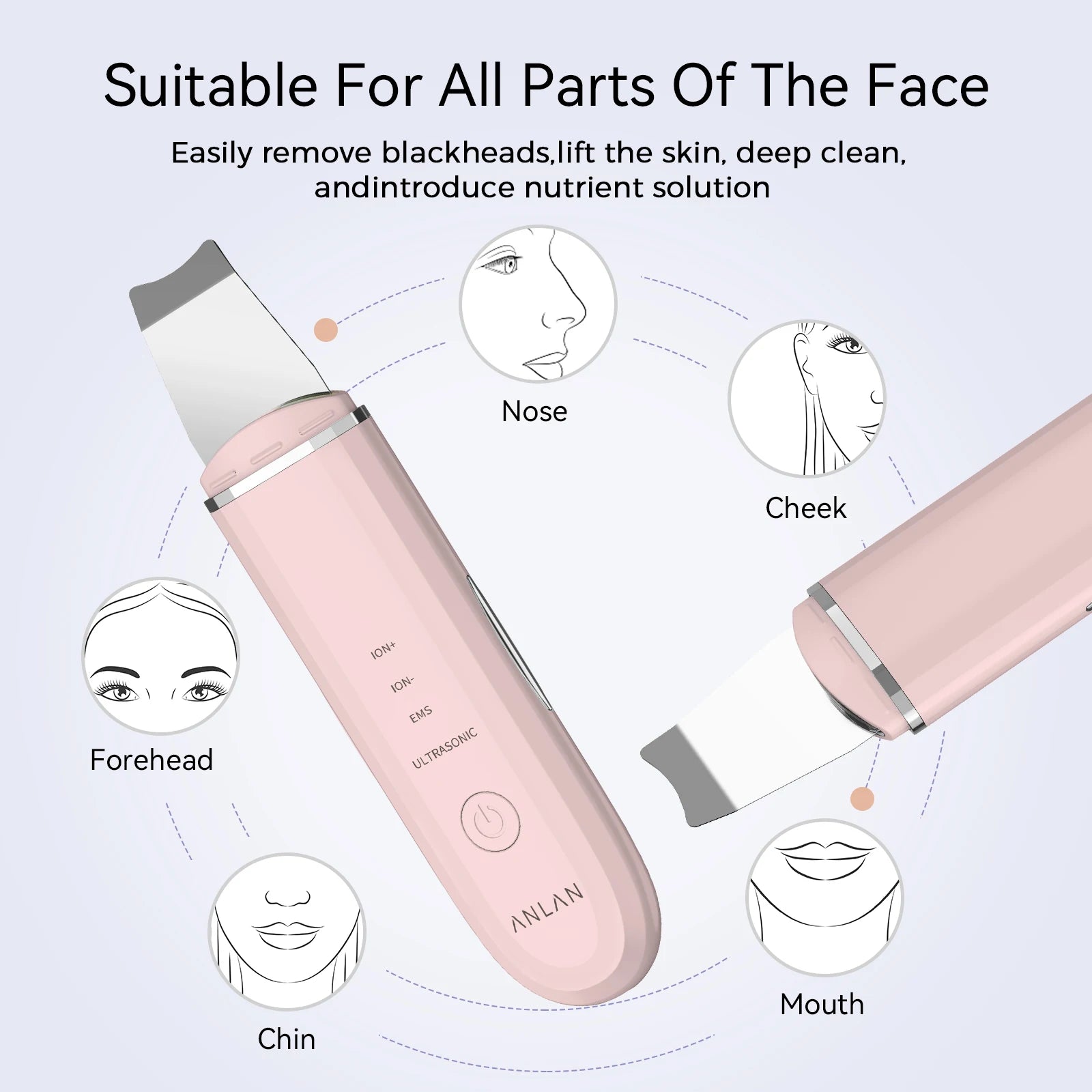 Ultrasonic Skin Scrubber Facial Pore Cleansing Spatula Microcurrent Facial Lifting Ultrasonic Peeling Beauty Skincare Tool