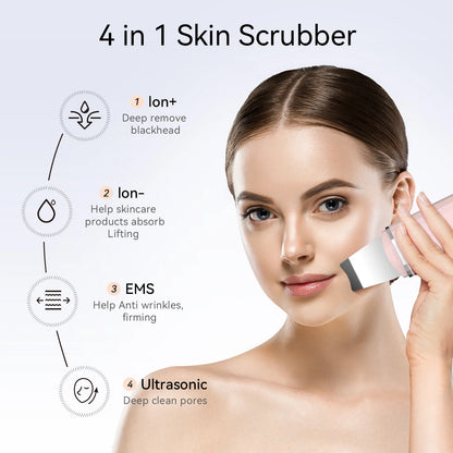 Ultrasonic Skin Scrubber Facial Pore Cleansing Spatula Microcurrent Facial Lifting Ultrasonic Peeling Beauty Skincare Tool