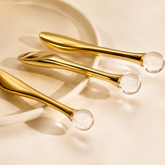 3 Gold Crystals — Kit Masaje Facial Antiedad, Antiojeras y Reafirmante