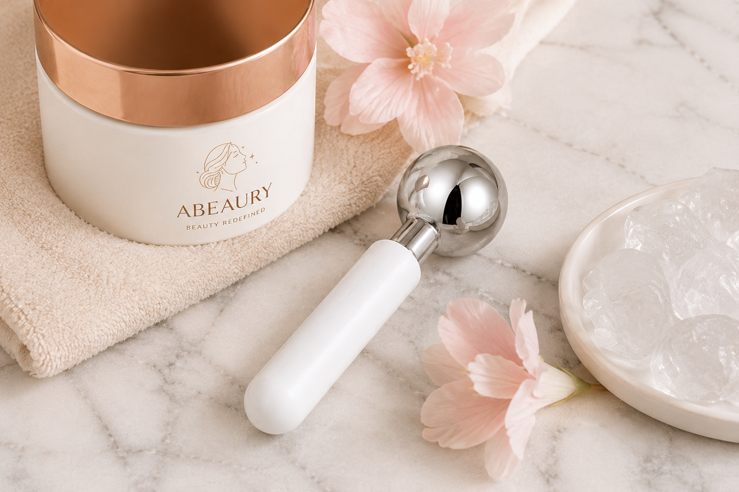 Rodillo de Enfriamiento Facial — Bolas Frías de Acero Inoxidable Antiojeras