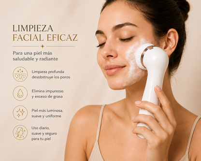 Cepillo Limpiador Facial Eléctrico — Limpieza Profunda y Exfoliación con 3 Cabezales