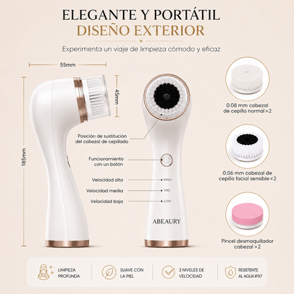Cepillo Limpiador Facial Eléctrico — Limpieza Profunda y Exfoliación con 3 Cabezales