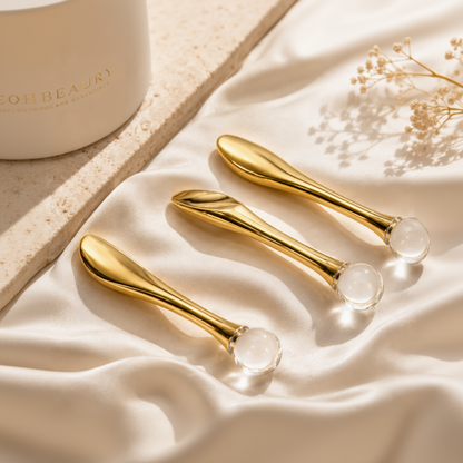 3 Gold Crystals — Kit Masaje Facial Antiedad, Antiojeras y Reafirmante