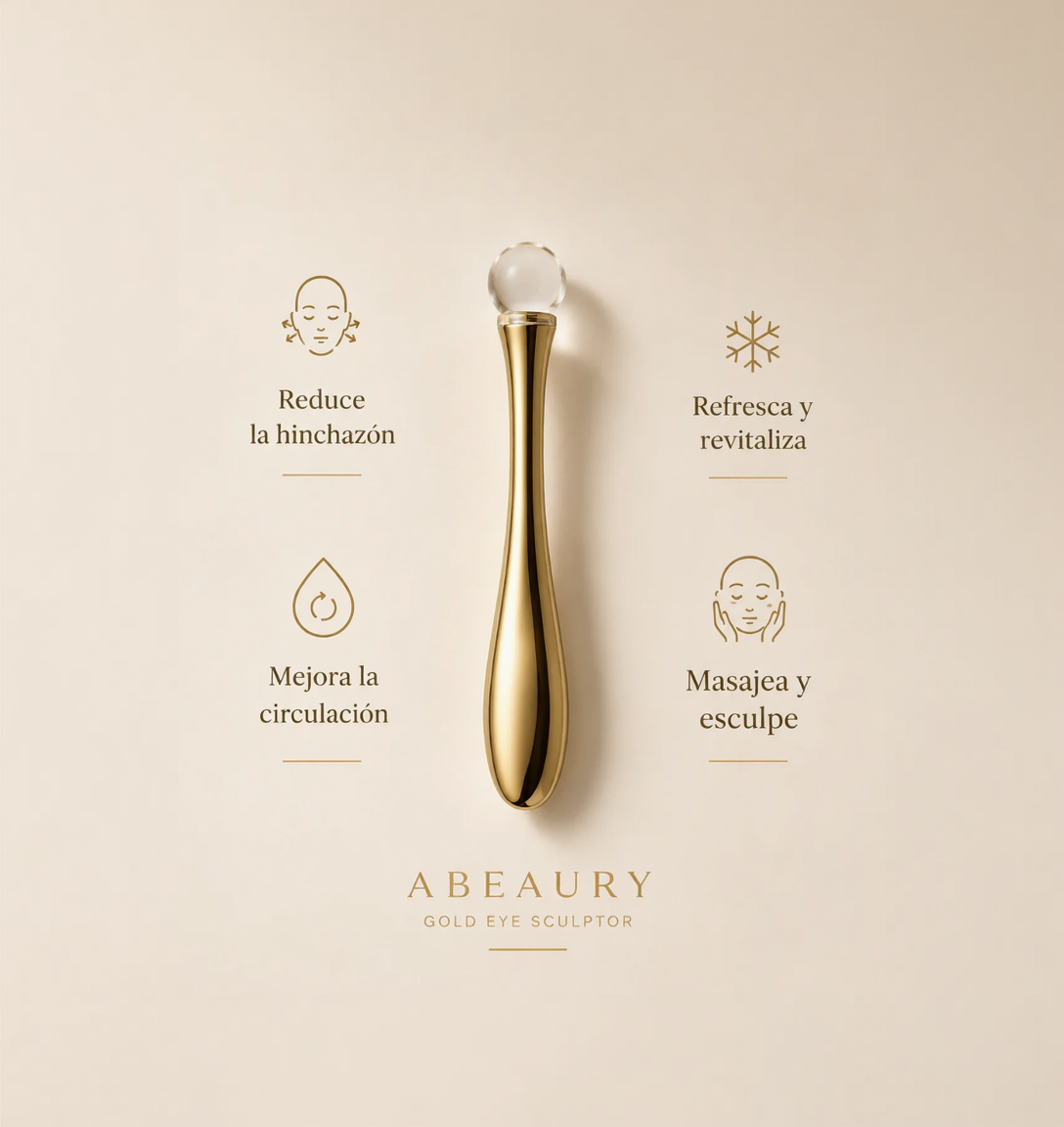 3 Gold Crystals — Kit Masaje Facial Antiedad, Antiojeras y Reafirmante