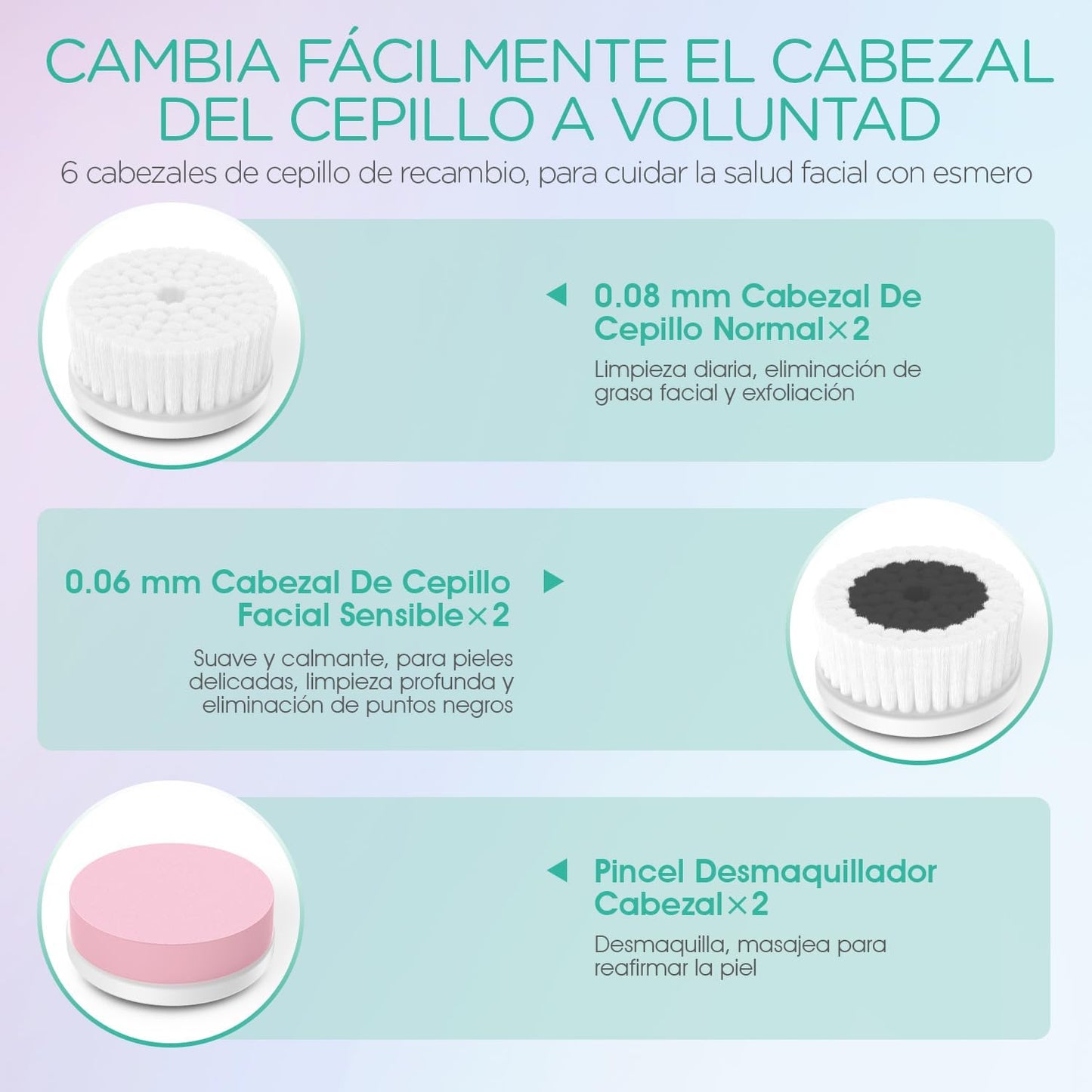 VOYOR Cepillo Limpiador Facial Para Limpieza Profunda Y Exfoliación Limpiador Facial Electrico Con Tres Cabezales De Recambio Diferentes Cepillo Facial Impermeable Tres Velocidades Ajustables FB101